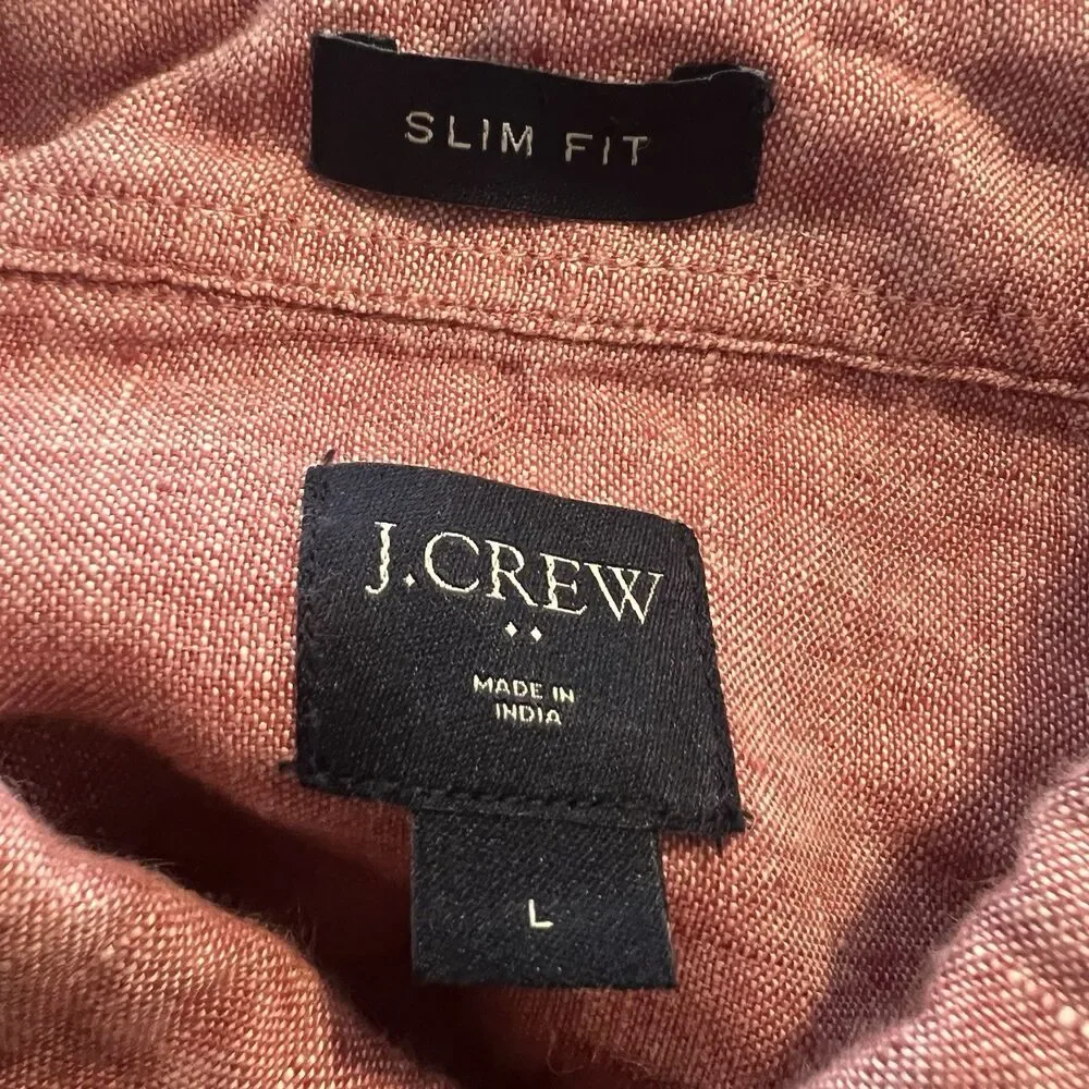 J. Crew Men’s Linen Shirt‎ Large Button Down Long Sleeve